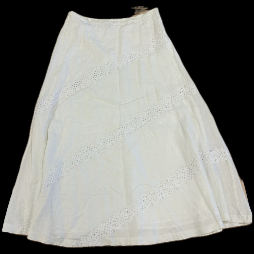 Linen Skirt With Lace Design | Size 16